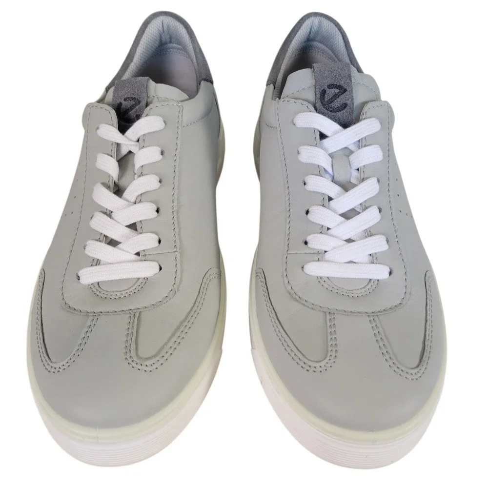 ECCO Mens Traytech Low Top Sneakers Grey Leather Lace Up Casual Sz 7.5 US G567
